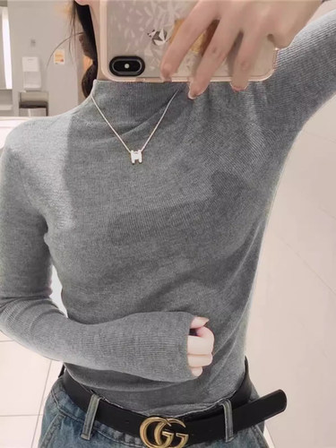 秋冬半高领内搭毛衣女长袖打底衫