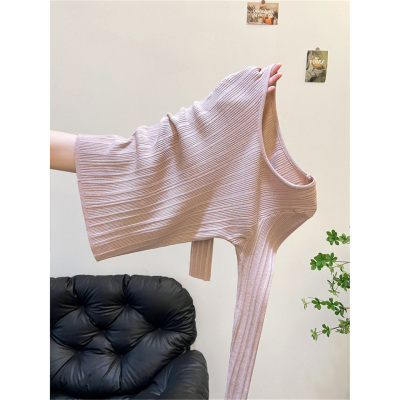 粉色毛衣女内搭秋冬季肌理高级感气质百搭修身长袖打底针织衫上衣