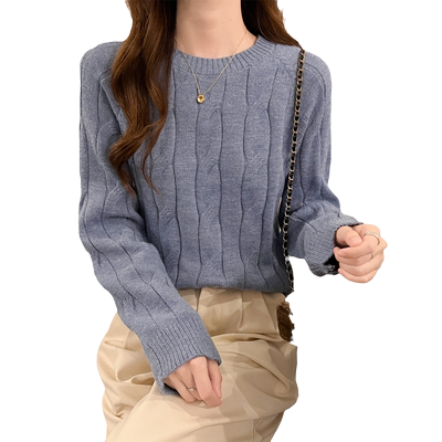 秋冬季加厚麻花毛衣女长袖打底衫