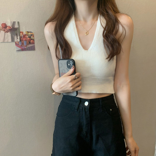 设计感小众性感v领美背背心女夏
