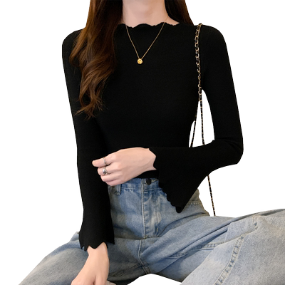 春秋新款修身长袖打底针织衫上衣