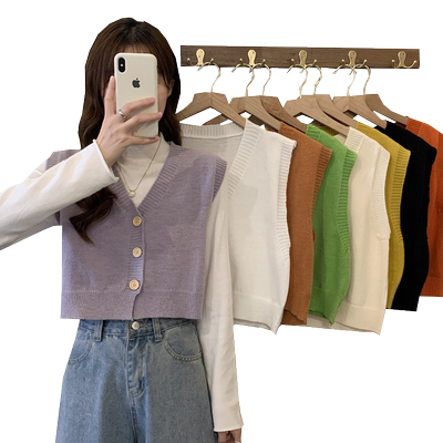 秋冬2021新款小香风马甲v领背心