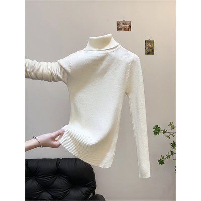 秋冬高领修身紧身长袖打底针织衫上衣高级感可外穿保暖内搭毛衣女