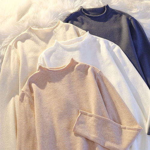 半高领针织衫女士长袖毛衣打底衫