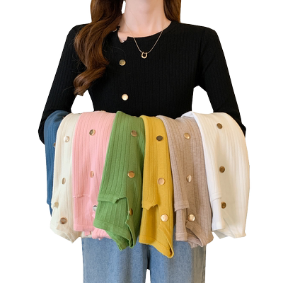 春秋薄款修身紧身短款长袖打底针织衫上衣洋气内搭低领毛衣女秋冬