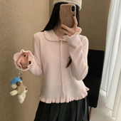 毛衣打底衫 超好看内搭粉色针织衫 女上衣秋冬温柔风甜美娃娃领长袖