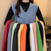 马甲女春秋2026新款 上衣秋冬外搭叠穿坎肩毛衣马夹 v领背心针织衫