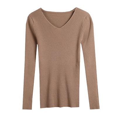 春秋新款v领秋冬紧身内搭针织衫