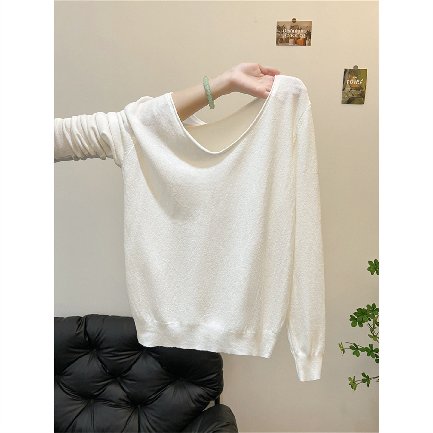 秋冬宽松可外穿高级感v领长袖打底针织衫上衣收腰白色内搭毛衣女,女装/女士精品,毛针织衫,淘宝优惠券,粉丝福利购,淘宝优惠卷
