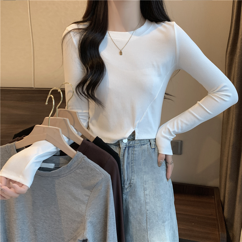 小个子短款修身t恤女长袖打底衫