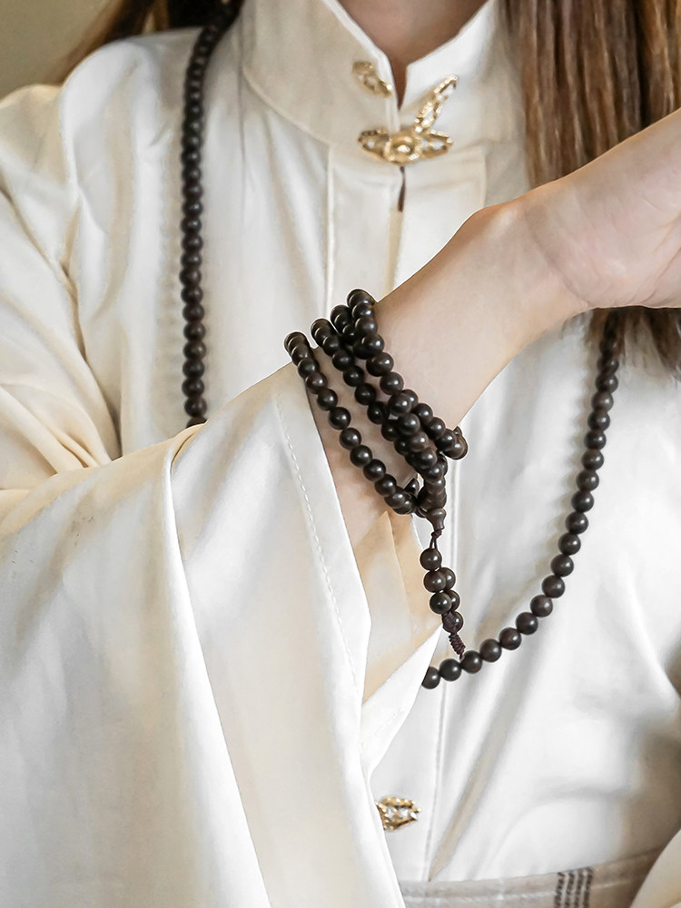 정통 브루나이 AGARWOOD 팔찌 남자 108 부처님 비즈 정통 오래된 소재 전체 오일 나무 여성용 팔찌 묵주 비즈