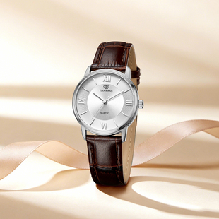 天王官方正品奥莱休闲简约石英表轻薄女表皮带女士手表3702
