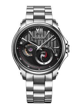 天王奥莱官方正品商务大表盘镂空透底机械手表男士防水表51052