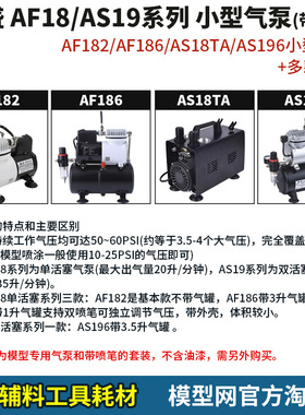 模型网 浩盛 AF18/AS19系列气泵 AF182 AF186 AS18TA AS196 +喷笔