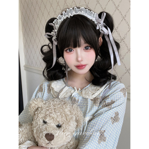 原宿doll感罗马卷抓夹马尾头套