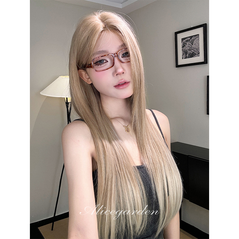 AG假发女长发网红Lolita『茶叶奈子』亚裔渐变前额蕾丝直发jk头套