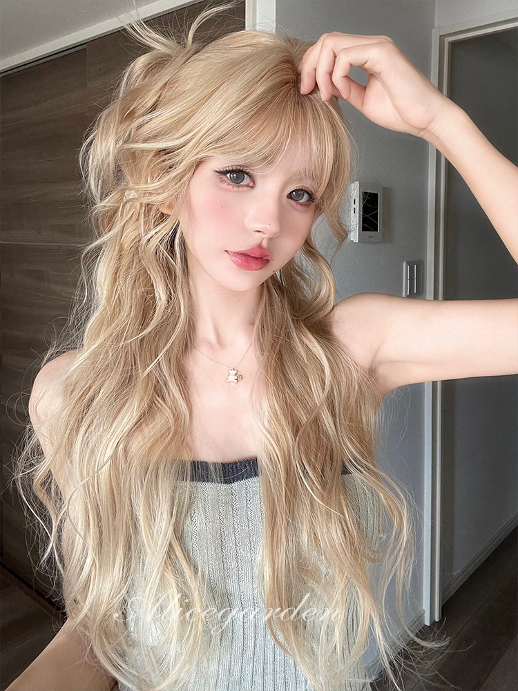 AG假发女长发网红lolita『秋日邂逅』气质修脸前额蕾丝卷发jk头套