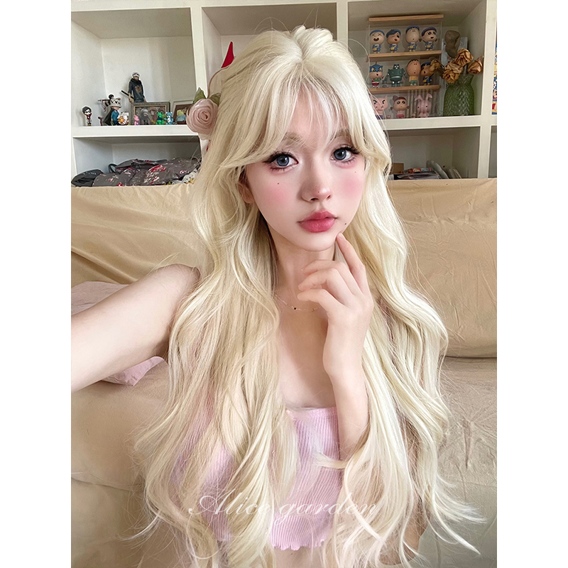 金色中分长卷发全头套