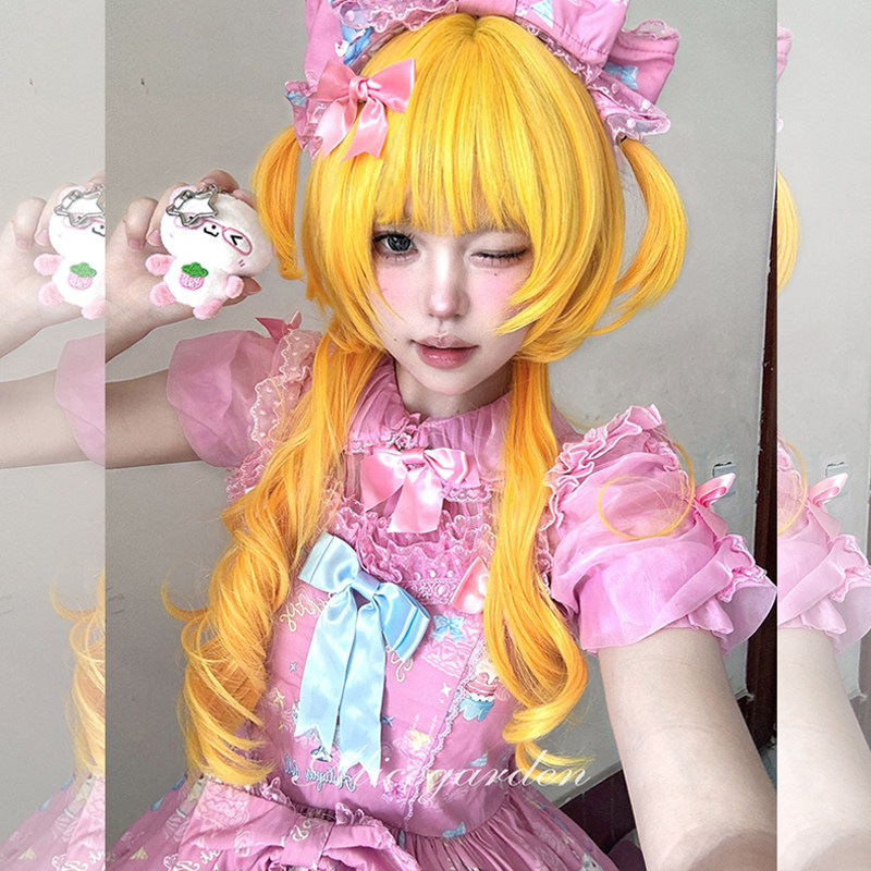 thumbnail for AG wig female long hair Internet celebrity Lolita "Lemon Meow Language" ancient subculture jellyfish head curly hair jk head cover