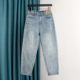松紧腰萝卜老爹裤 加绒加长哈伦牛仔裤 大码 胖MM秋2025新款 女大码