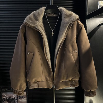 两面穿座山雕棉衣男皮毛一体外套