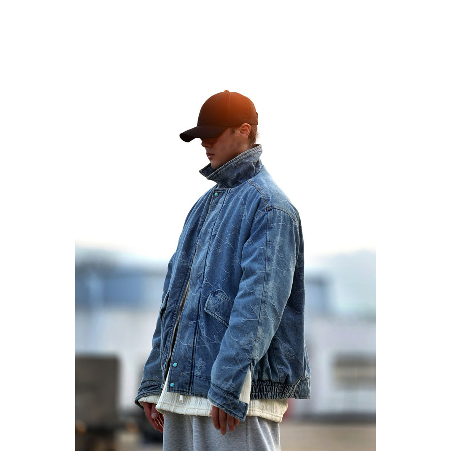 美式重磅牛仔提花夹克棉服男外套