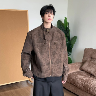 美拉德复古PU皮夹克男潮牌哈林顿机车服立领外套秋季防风防水皮衣