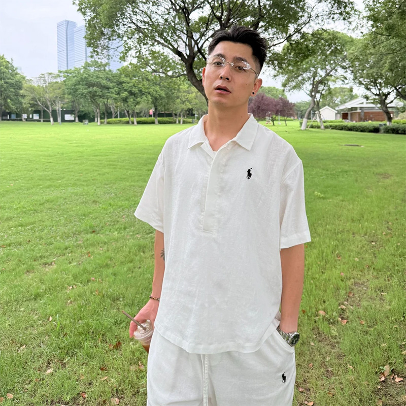 老钱风小马刺绣短袖POLO衫套装男