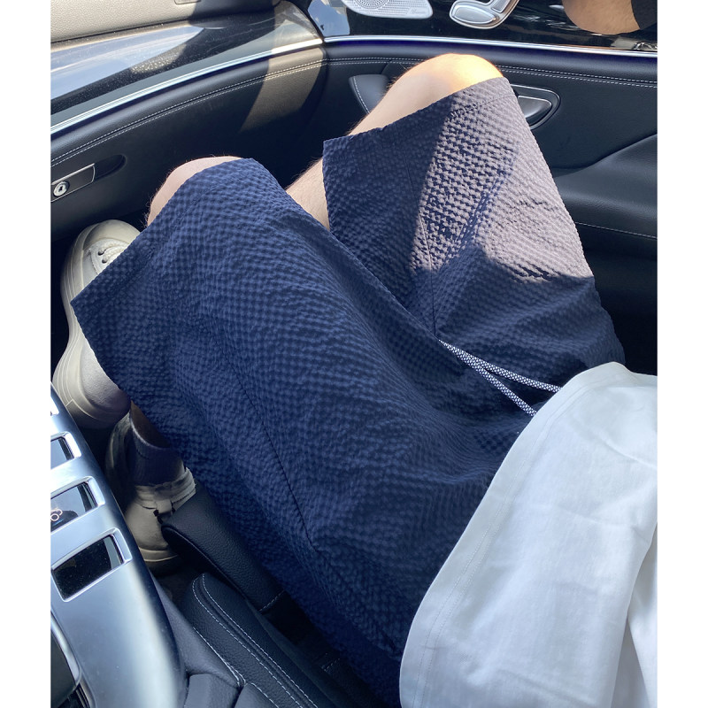泡泡格速干短裤男夏季薄款纯色