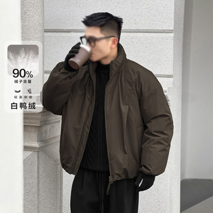 美式高街户外御寒保暖羽绒服男cleanfit时尚短款冬季蓄热立领外套