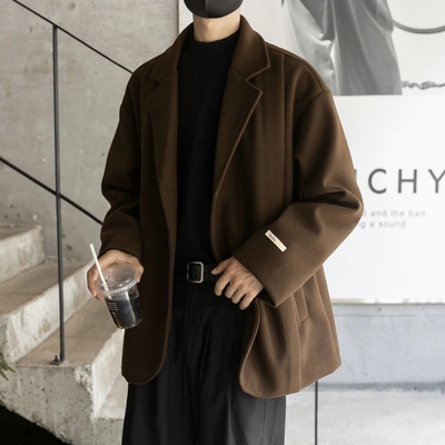 毛呢大衣男潮牌潮流百搭西服外套