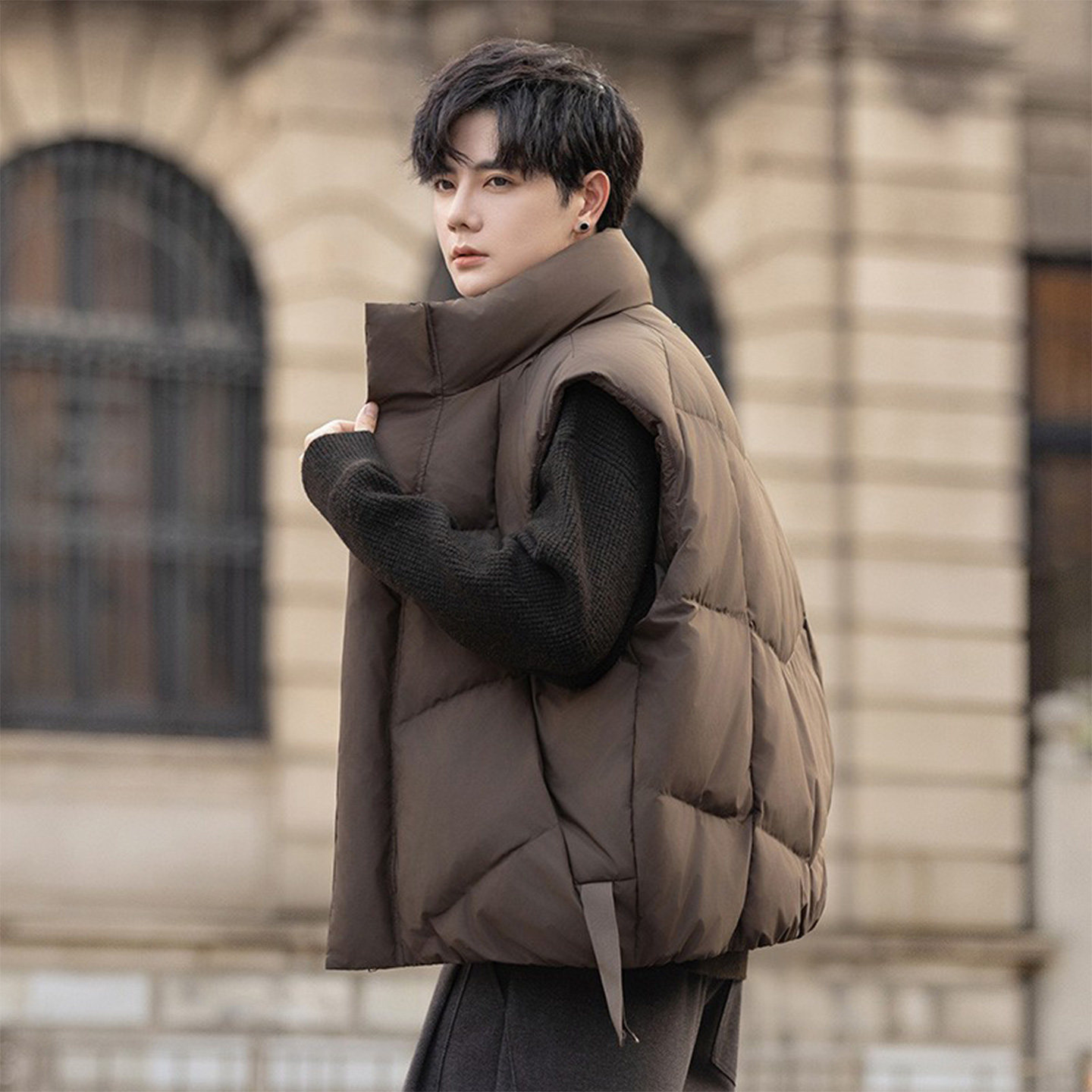 白鸭绒加厚羽绒马甲男士冬季轻薄外穿保暖羽绒背心时尚立领外套潮,男装,羽绒马甲,淘宝优惠券,粉丝福利购,淘宝优惠卷