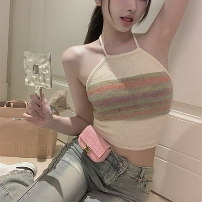 甜辣jazz上衣美式辣妹美背短款露背针织外穿爵士舞穿搭衣服装