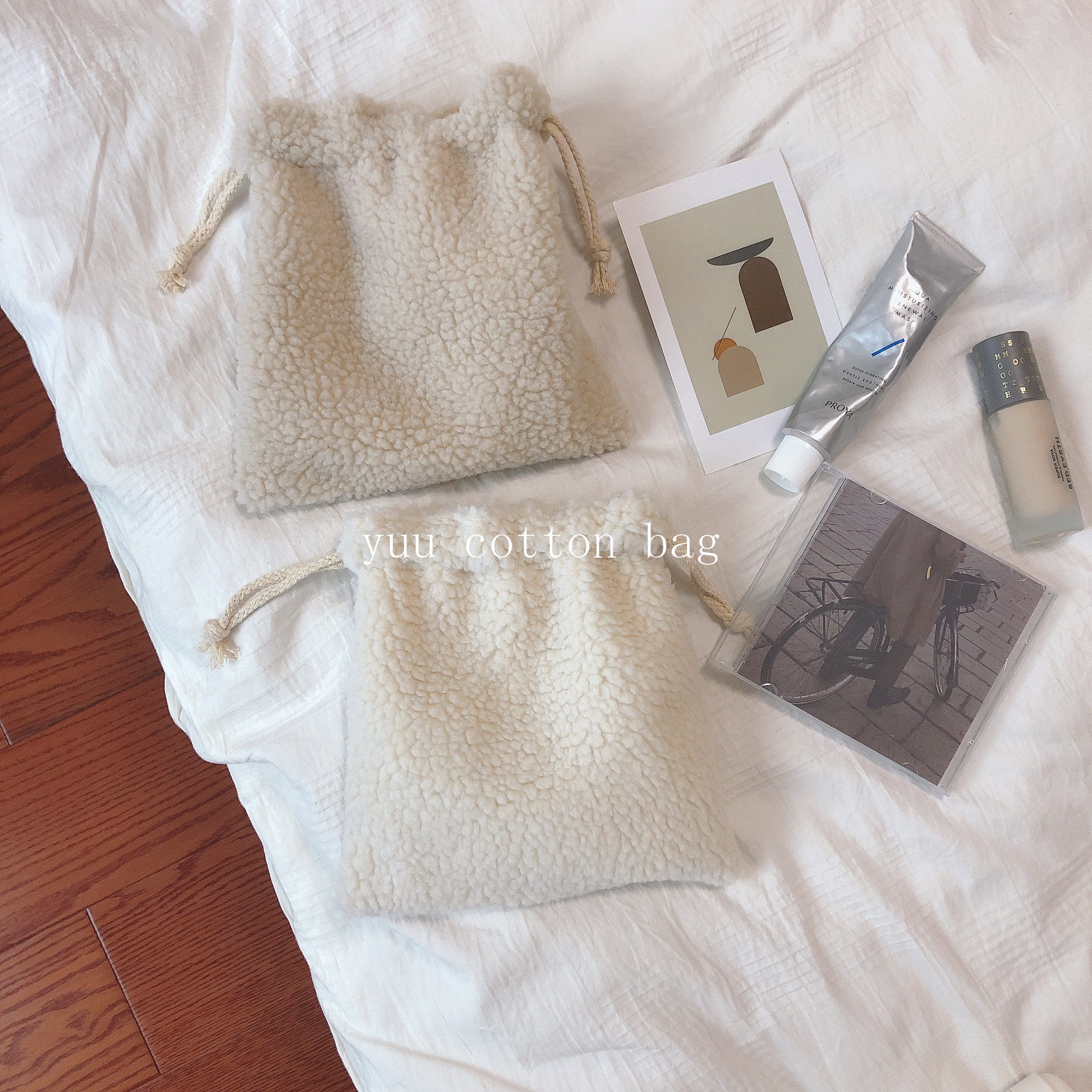 毛毛包抽绳束口袋可爱毛绒布袋