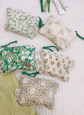 【YUU布包】绿色系清新棉布零钱包迷你软布兜卡包口红耳机收纳袋