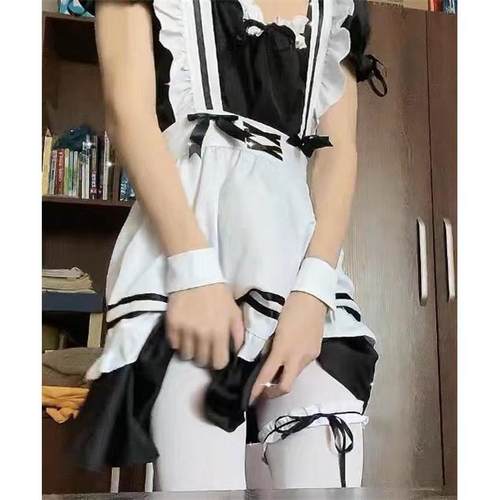 cosplay服装黑白男仆装衣服加大围裙猫耳变装伪娘女装大佬短女仆