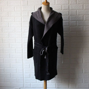 日单针织开衫披风毛衣女士保暖秋冬连帽气质百搭双层提花加厚连帽