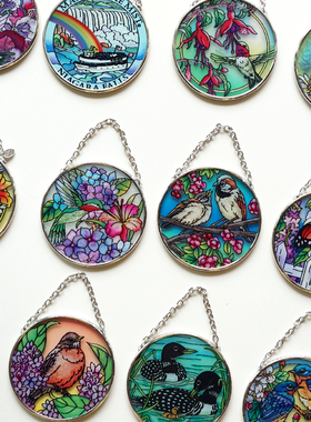 特价多款小号圆形美国AMIA彩色玻璃吊饰超美照片墙背景墙装饰壁挂