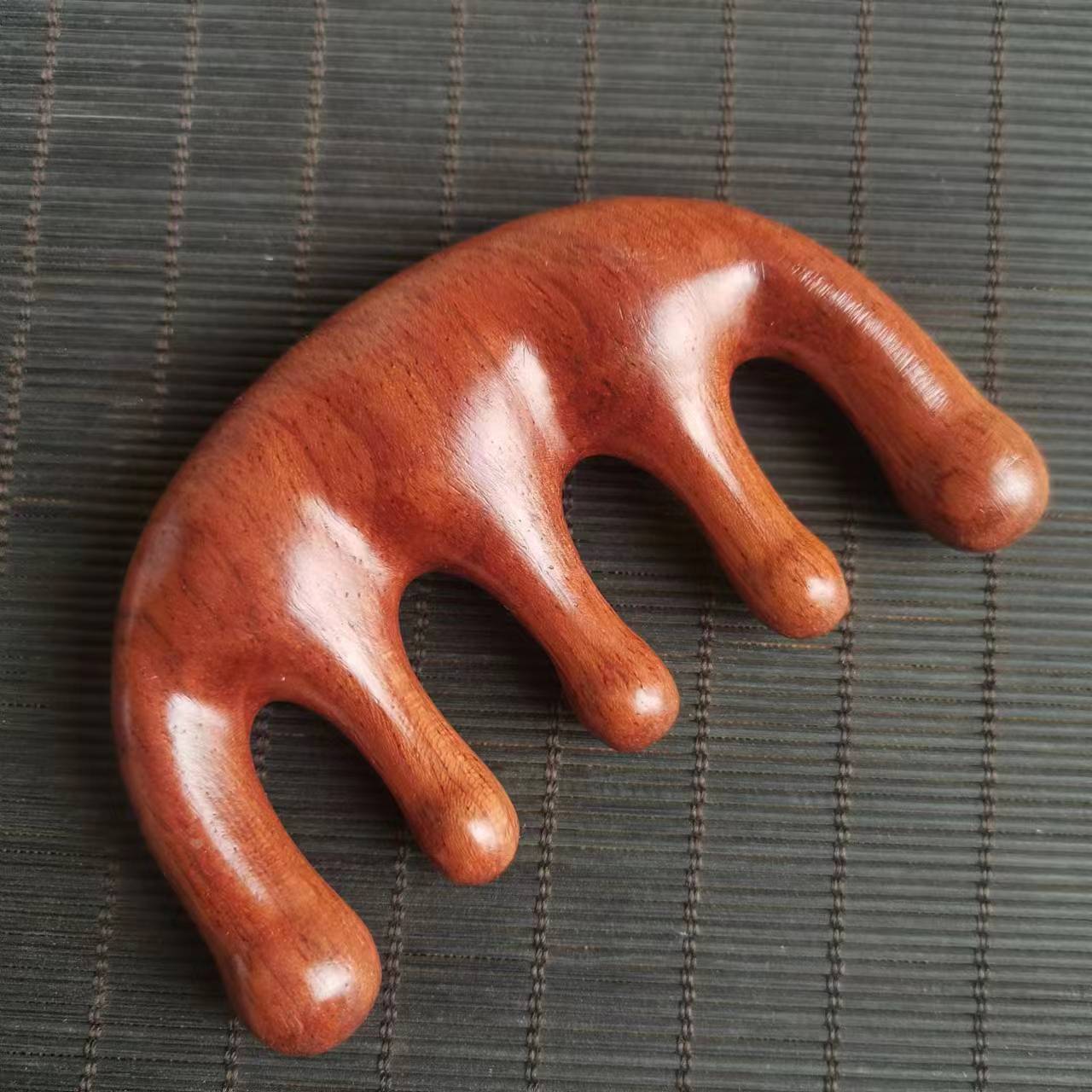 黑檀木按梳疏通头部经络男女头皮头疗宽齿五爪樱桃木梳子