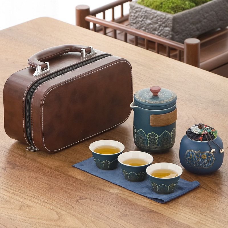旅行茶具套装皮盒随身茶具便携活动礼保险公司商务小礼