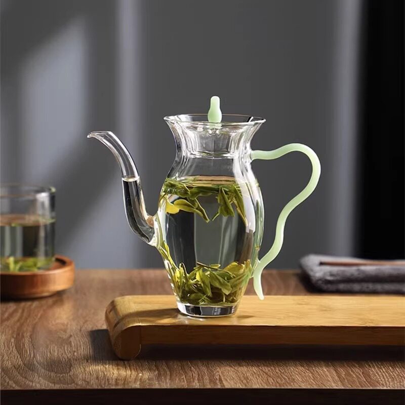 水仙壶仿宋玻璃手执壶高硼硅泡茶壶家用过滤花茶壶透明绿茶玻璃