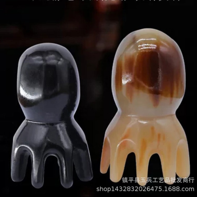 精牛角梳牛角洗头梳章鱼梳黑珍珠保健按经络梳