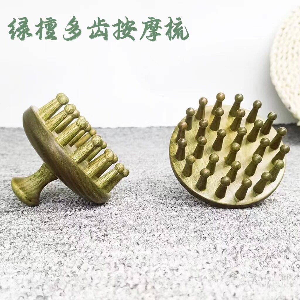 檀木洗头按梳木质按头部经络头皮多齿梳头按方便携带