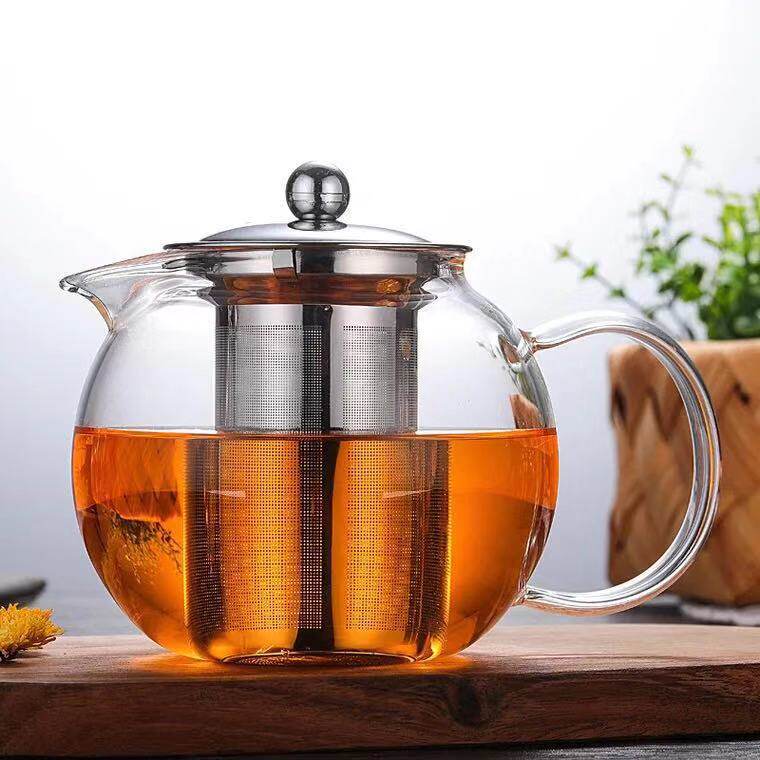 厂家苹果钢漏玻璃茶壶不锈钢过滤泡茶壶耐高温花茶壶家用茶具
