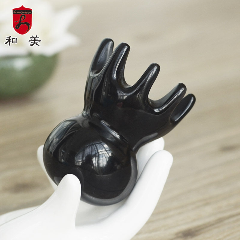 和美热卖牛角养生按摩梳 厚迷你八爪鱼挠头按摩爪牛角经络按摩梳