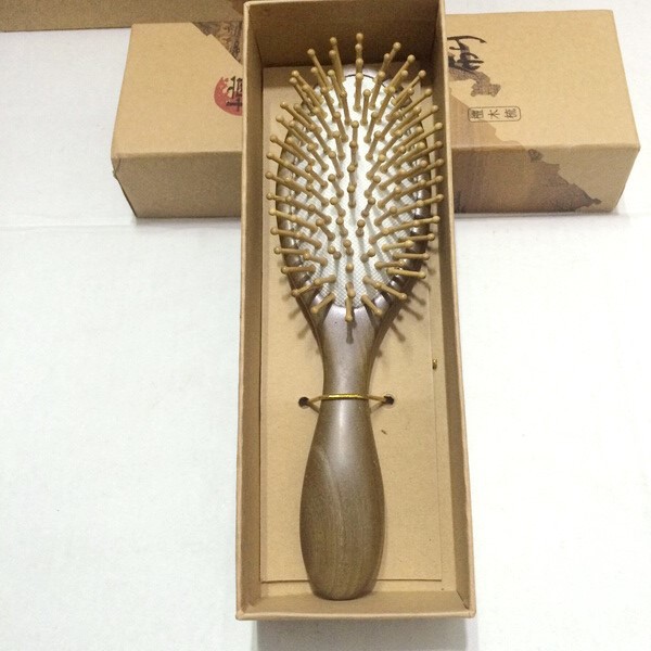 金丝檀气囊梳按梳保健木梳气垫梳卷发梳子圆齿竹齿皮垫圆柄金丝