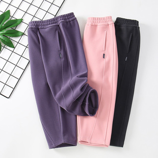 儿童秋季2025新款香蕉裤男女童萝卜裤镰刀裤子中大童春款卫裤薄绒