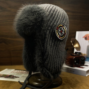 帽子男款冬季2025新款东北帽保暖雷锋帽女款兔毛防寒帽护耳毛线帽