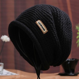 毛线帽子男款秋冬季2025新款潮牌保暖针织帽大头围堆堆帽女士冷帽