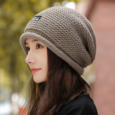 新款保暖加厚毛线帽卷边护耳帽